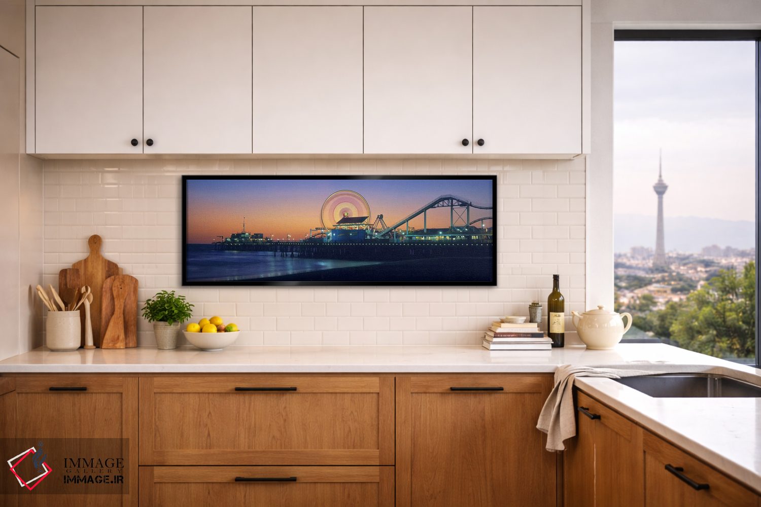 تابلو دکوراتیو Santa Monica Pier, Santa Monica, Los Angeles County, Ca… اثر پانورامیک ایمجز - D5B