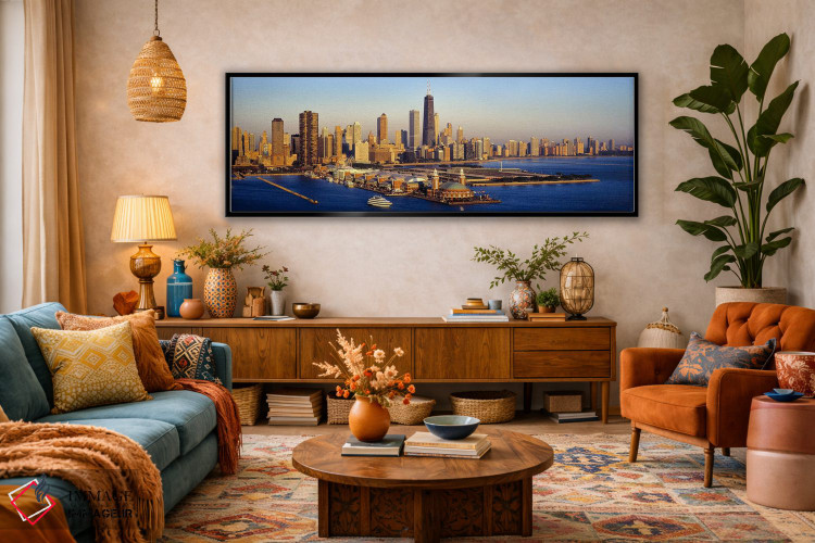 تابلو دکوراتیو Lake Michigan, Chicago, Cook County, Illinois, USA,نمای… اثر پانورامیک ایمجز - D3B