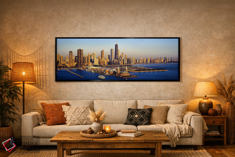 تابلو دکوراتیو Lake Michigan, Chicago, Cook County, Illinois, USA,نمای… اثر پانورامیک ایمجز - D6B