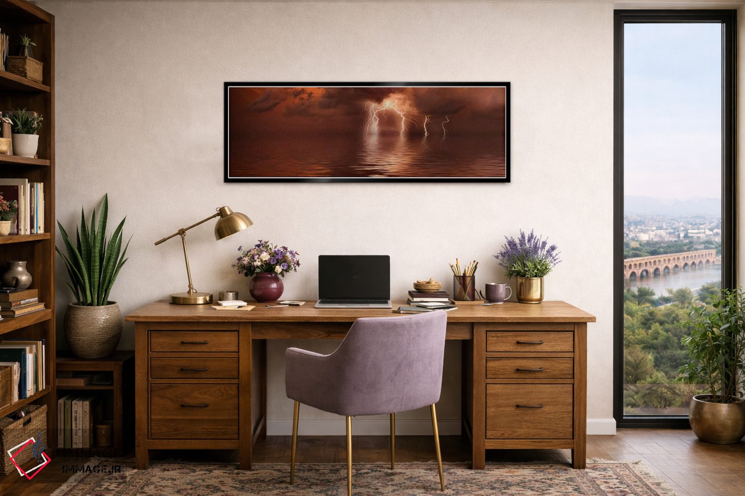 تابلو دکوراتیو طوفان رعد و برق بر فراز دریا اثر پانورامیک ایمجز - D1B
