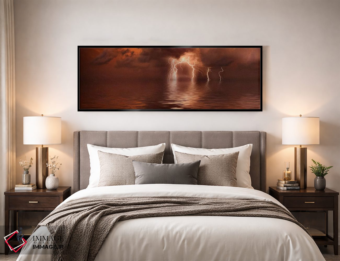 تابلو دکوراتیو طوفان رعد و برق بر فراز دریا اثر پانورامیک ایمجز - D4B