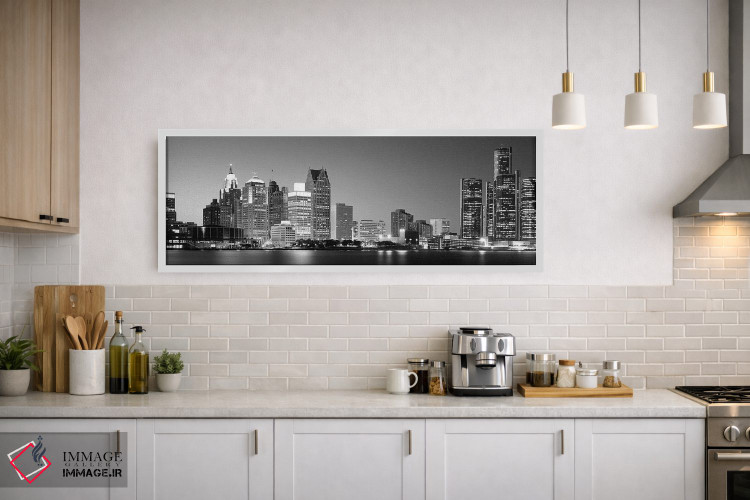 تابلو دکوراتیو Lake Erie, Detroit, Wayne County, Michigan, USA,شهر در… اثر پانورامیک ایمجز - D1W