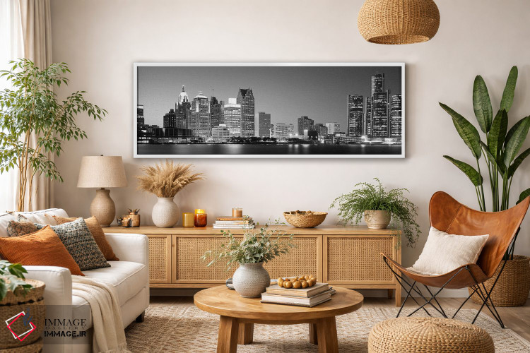 تابلو دکوراتیو Lake Erie, Detroit, Wayne County, Michigan, USA,شهر در… اثر پانورامیک ایمجز - D3W