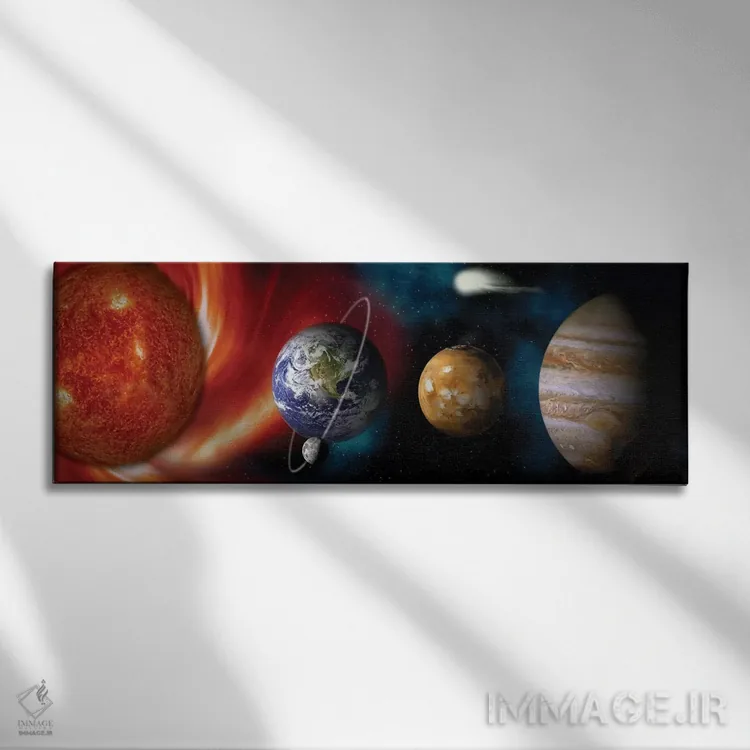 تابلو دکوراتیو خورشید و سیارات اثر پانورامیک ایمجز - نمای روبهرو روی دیوار