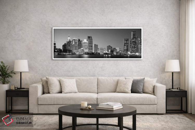 تابلو دکوراتیو Lake Erie, Detroit, Wayne County, Michigan, USA,شهر در… اثر پانورامیک ایمجز - D6W