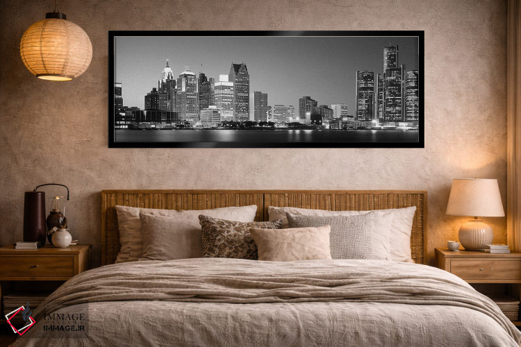 تابلو دکوراتیو Lake Erie, Detroit, Wayne County, Michigan, USA,شهر در… اثر پانورامیک ایمجز - D5B