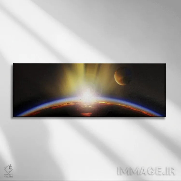 تابلو دکوراتیو طلوع خورشید بر فراز زمین اثر پانورامیک ایمجز - نمای روبهرو روی دیوار