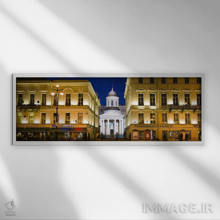 تابلو دکوراتیو Nevskiy Prospekt, St. Petersburg, Russia,ساختمان های رو… اثر پانورامیک ایمجز - نمای قابدار سفید