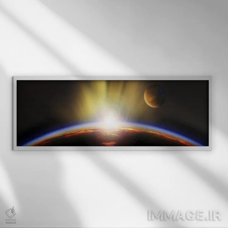 تابلو دکوراتیو طلوع خورشید بر فراز زمین اثر پانورامیک ایمجز - نمای قابدار سفید