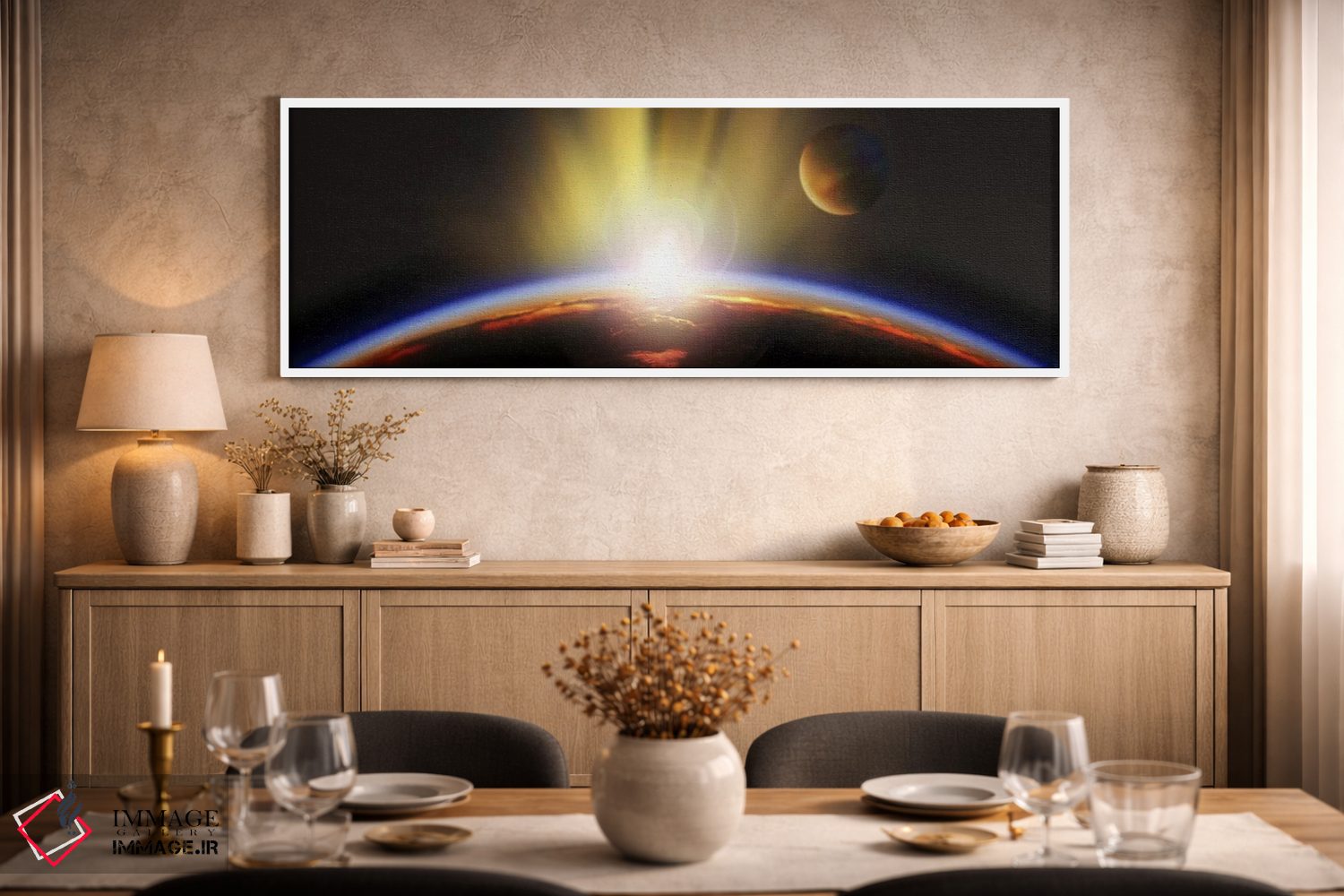 تابلو دکوراتیو طلوع خورشید بر فراز زمین اثر پانورامیک ایمجز - D1W