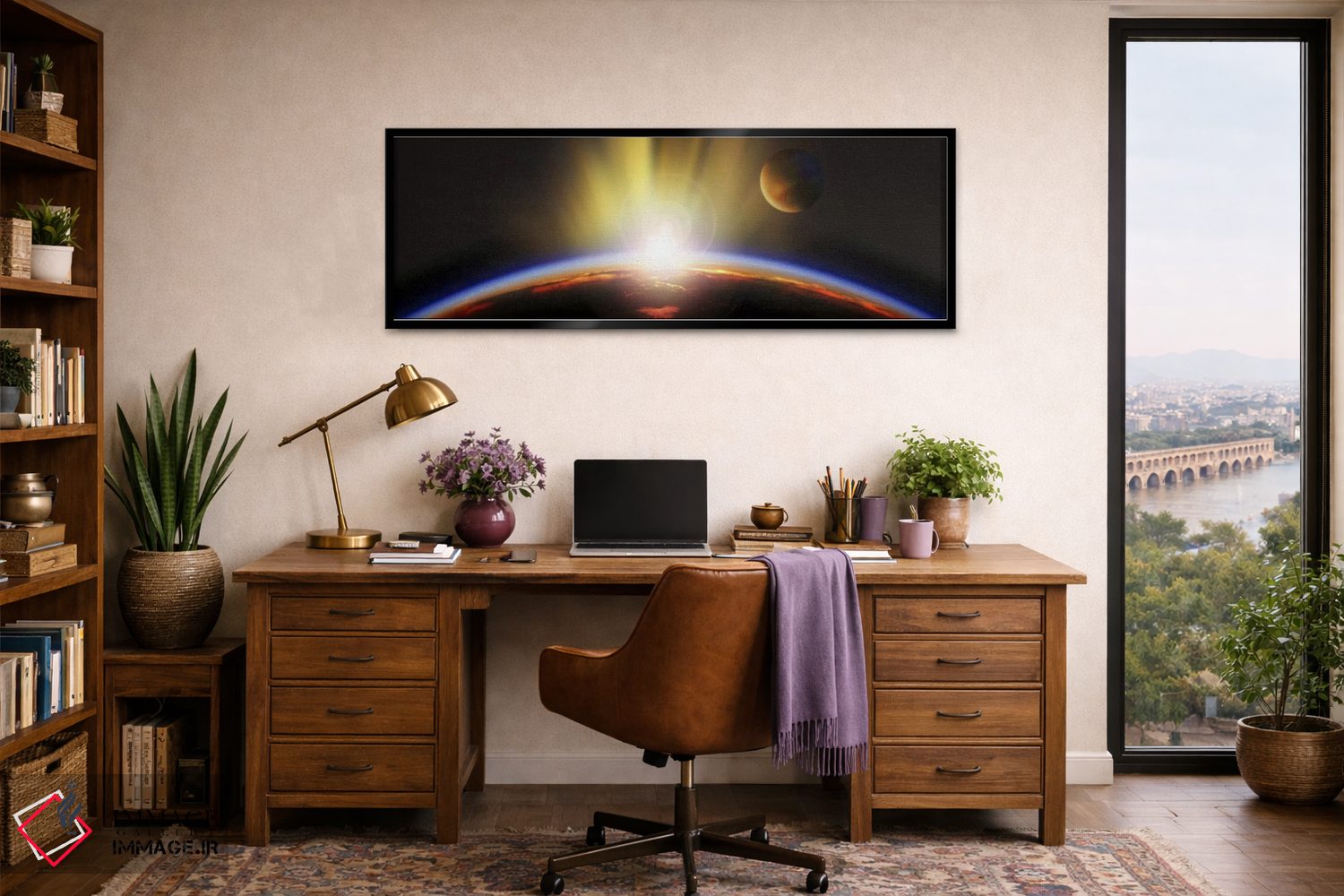 تابلو دکوراتیو طلوع خورشید بر فراز زمین اثر پانورامیک ایمجز - D2B