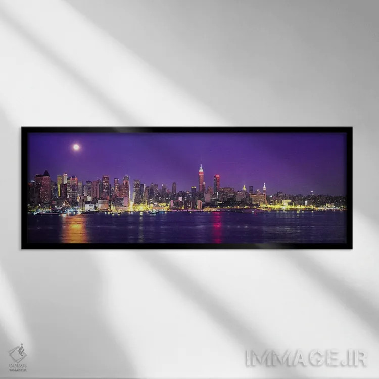 تابلو دکوراتیو New York City, New York State, USA,آسمان خراش ها در کنا… اثر پانورامیک ایمجز - نمای قابدار مشکی