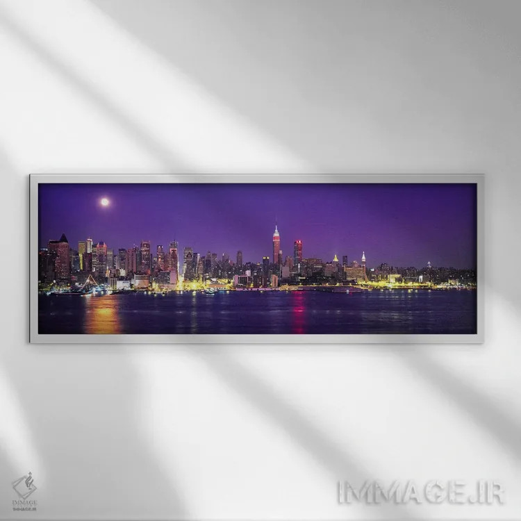 تابلو دکوراتیو New York City, New York State, USA,آسمان خراش ها در کنا… اثر پانورامیک ایمجز - نمای قابدار سفید