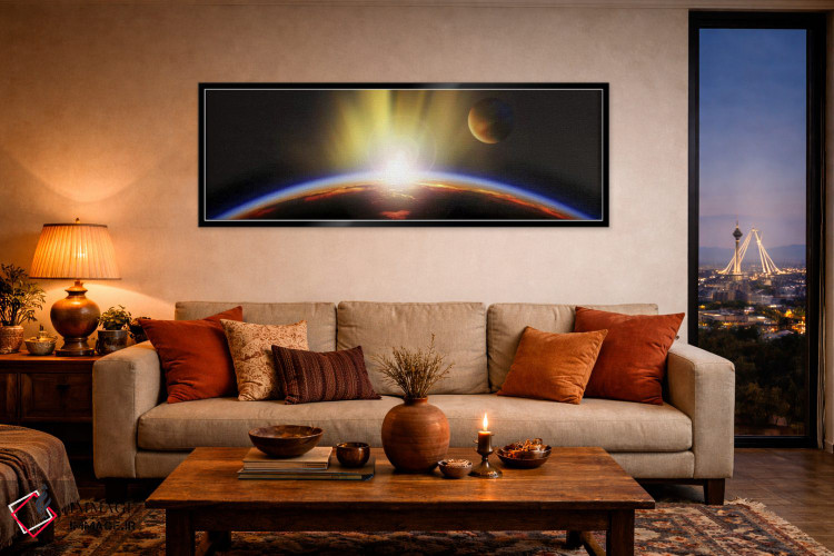 تابلو دکوراتیو طلوع خورشید بر فراز زمین اثر پانورامیک ایمجز - D6B