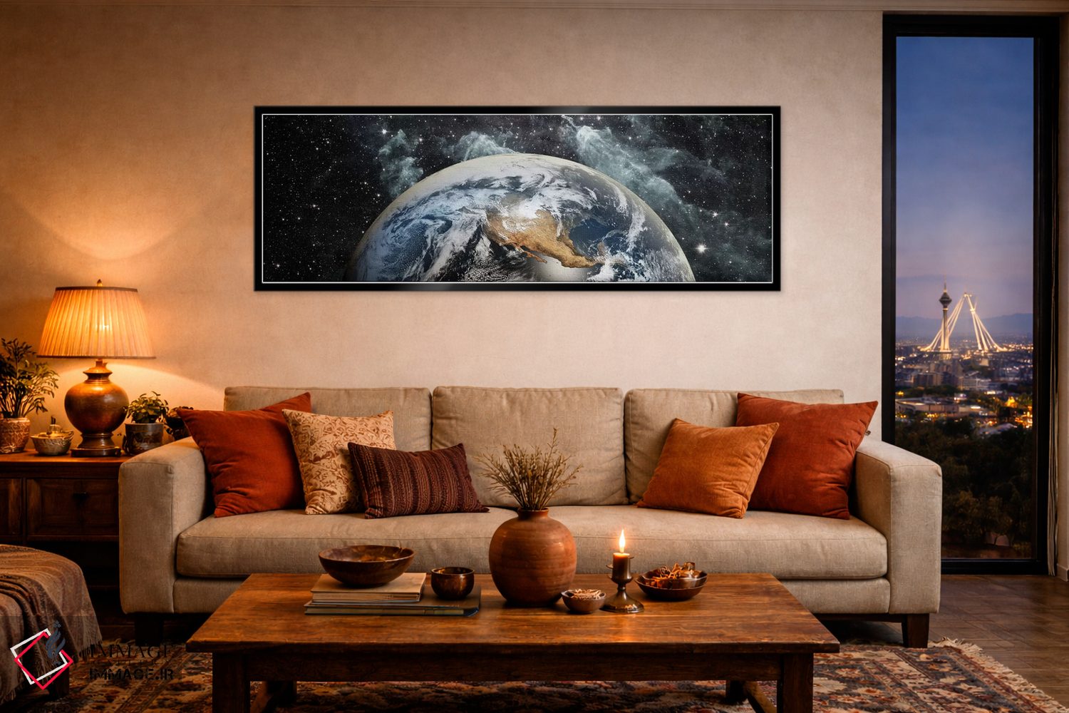 تابلو دکوراتیو زمین در فضا اثر پانورامیک ایمجز - D5B