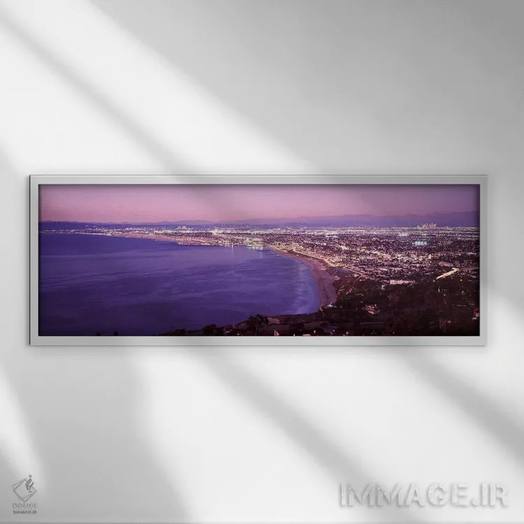 تابلو دکوراتیو California, USA,نمای مرکز شهر لس آنجلس، کالیفرنیا، آمری… اثر پانورامیک ایمجز - نمای قابدار سفید