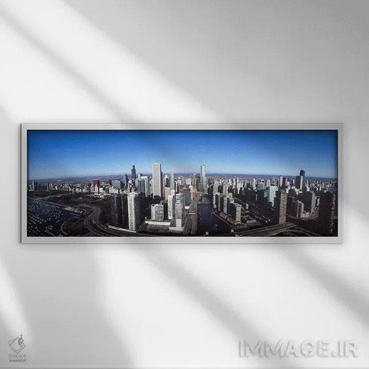 تابلو دکوراتیو Trump Tower, Chicago River, Chicago, Cook County, Illin… اثر پانورامیک ایمجز - نمای قابدار سفید