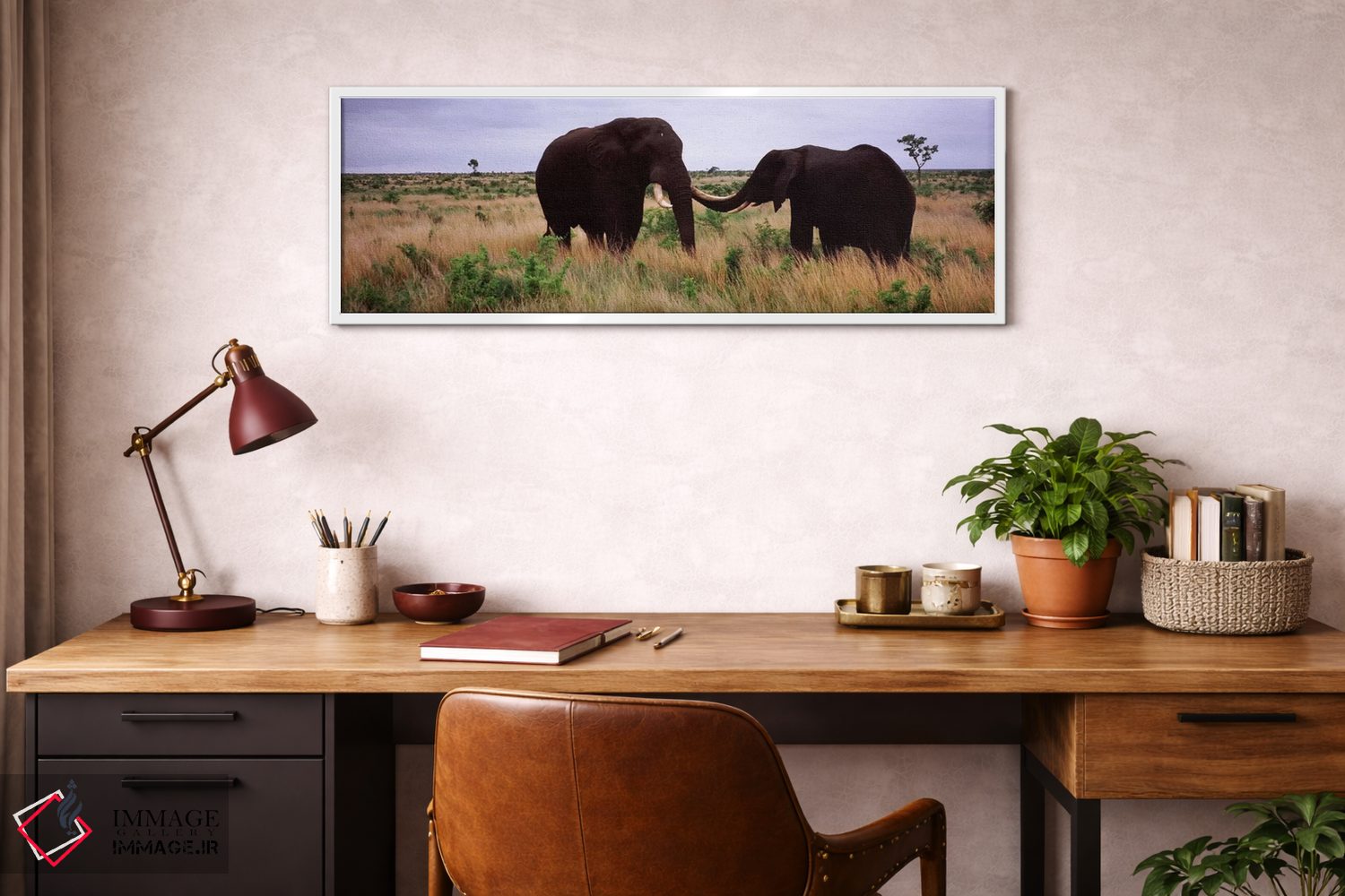 تابلو دکوراتیو Kruger National Park, South Africa,دو فیل آفریقایی در ح… اثر پانورامیک ایمجز - D2W