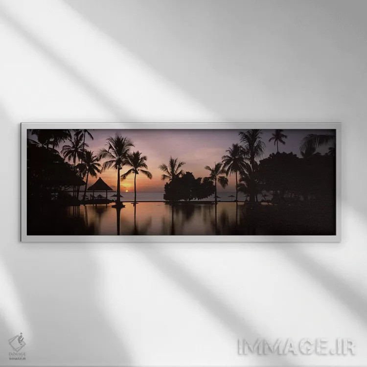 تابلو دکوراتیو Lombok, West Nusa Tenggara, Indonesia,غروب خورشید بر اس… اثر پانورامیک ایمجز - نمای قابدار سفید