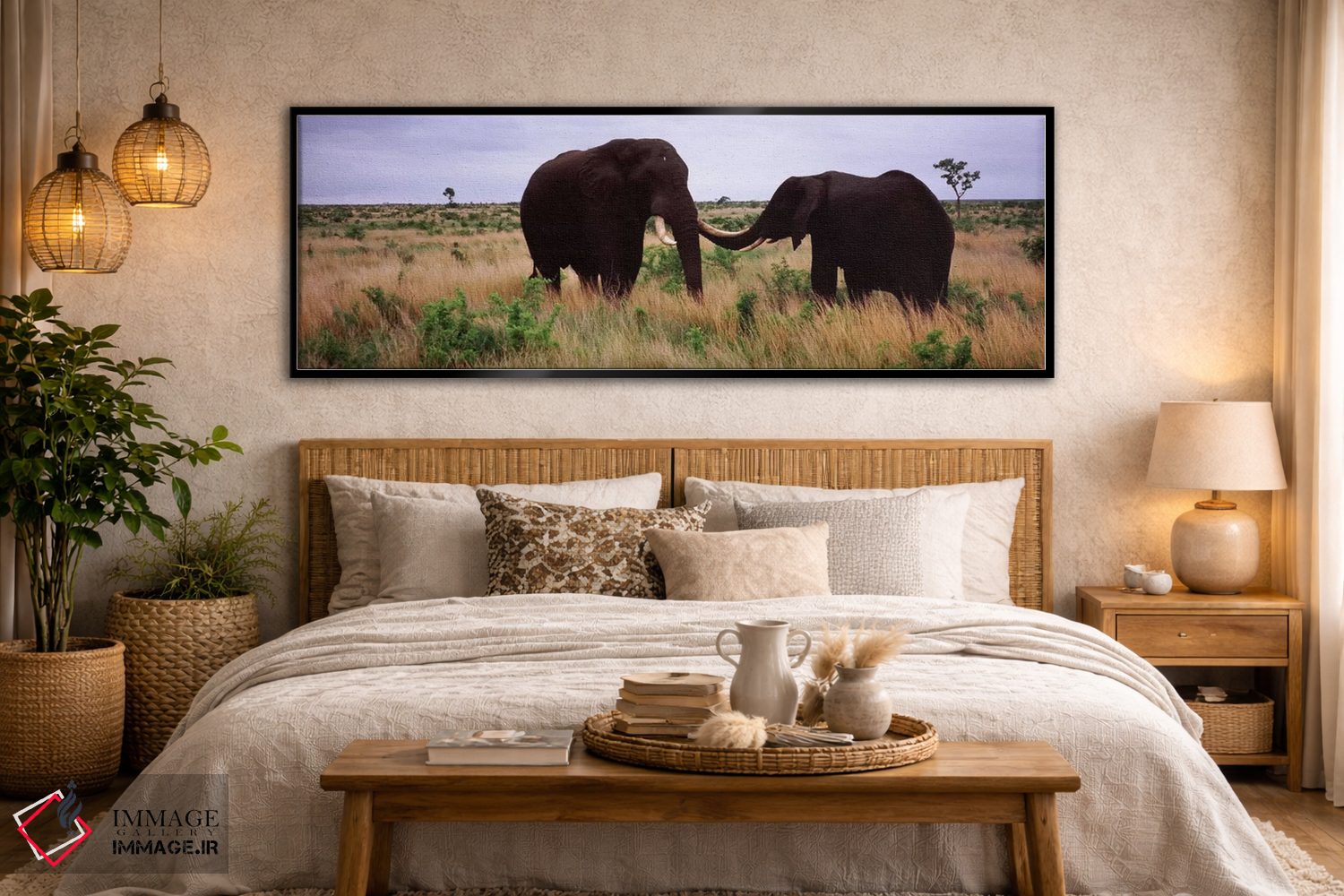 تابلو دکوراتیو Kruger National Park, South Africa,دو فیل آفریقایی در ح… اثر پانورامیک ایمجز - D5B