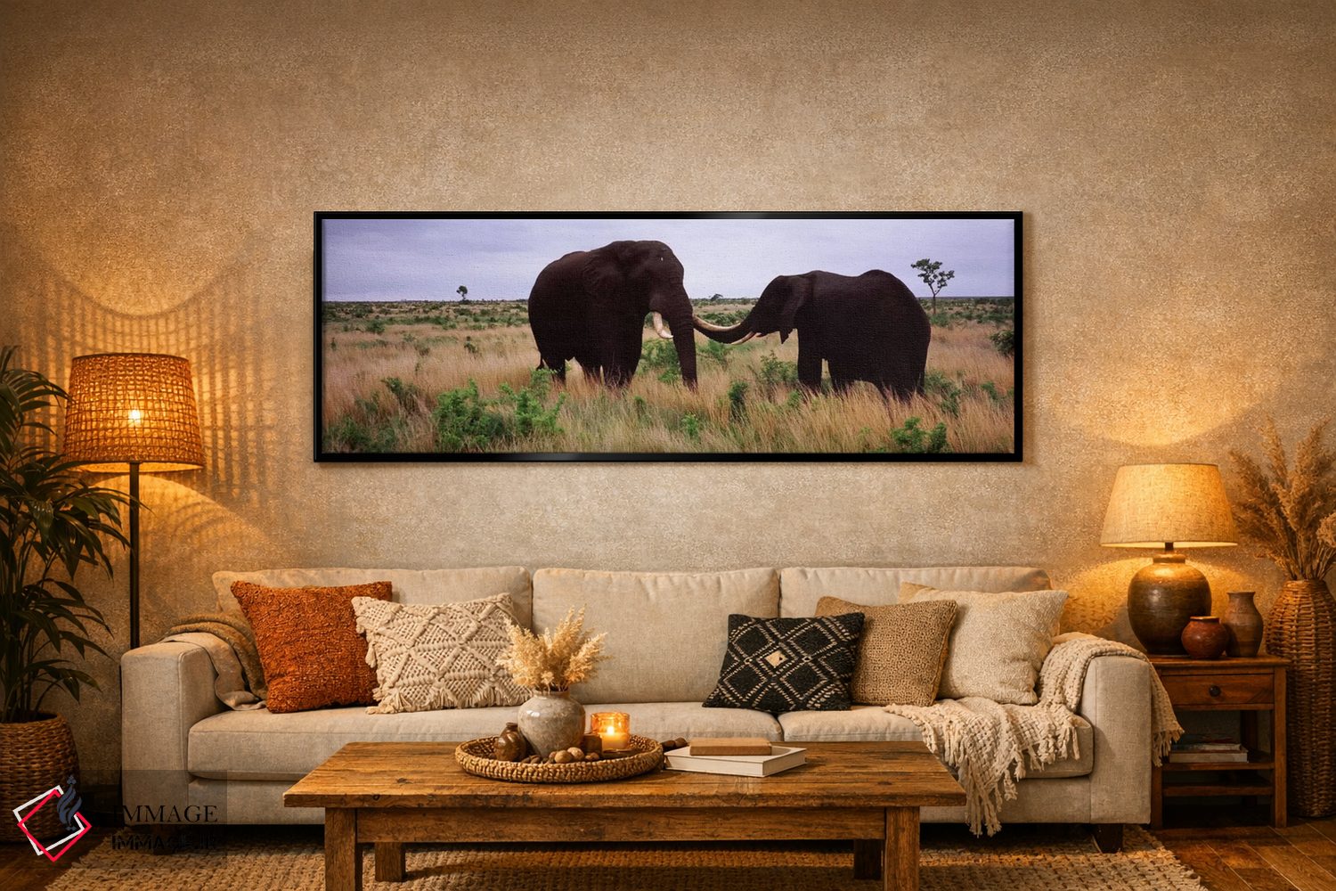تابلو دکوراتیو Kruger National Park, South Africa,دو فیل آفریقایی در ح… اثر پانورامیک ایمجز - D6B