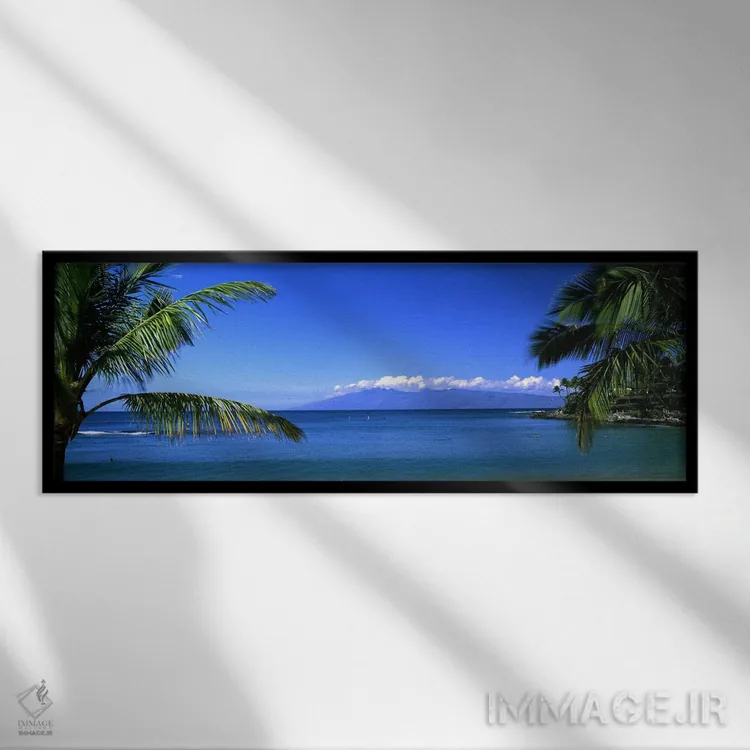 تابلو دکوراتیو Maui, Hawaii, USA,نمای دور از جزیره مولکای از ساحل کاپا… اثر پانورامیک ایمجز - نمای قابدار مشکی