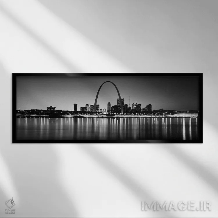 تابلو دکوراتیو Gateway Arch, Mississippi River, St. Louis, Missouri, U… اثر پانورامیک ایمجز - نمای قابدار مشکی