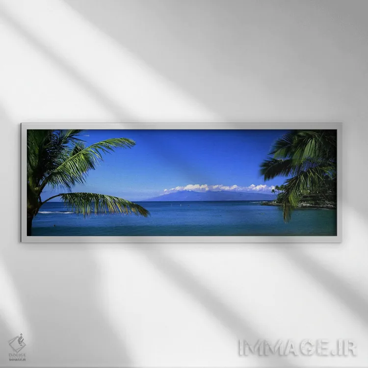 تابلو دکوراتیو Maui, Hawaii, USA,نمای دور از جزیره مولکای از ساحل کاپا… اثر پانورامیک ایمجز - نمای قابدار سفید