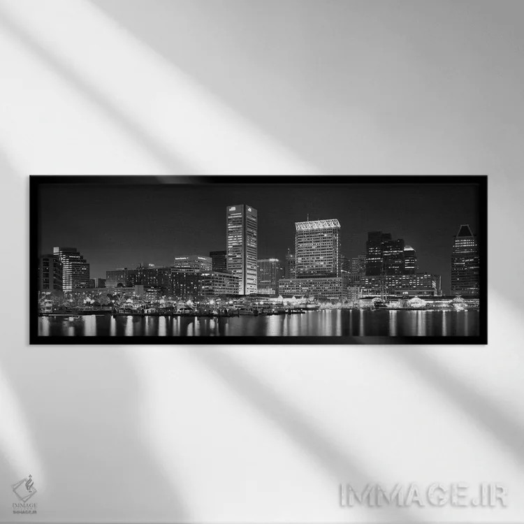 تابلو دکوراتیو Baltimore, Maryland, USA,شهر در کنار آب، بالتیمور، مریل… اثر پانورامیک ایمجز - نمای قابدار مشکی