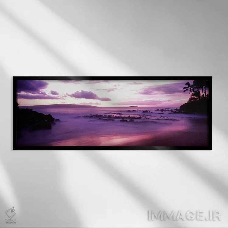 تابلو دکوراتیو Makena Beach, Maui, Hawaii, USA,غروب ساحلی فوشیا، ساحل… اثر پانورامیک ایمجز - نمای قابدار مشکی