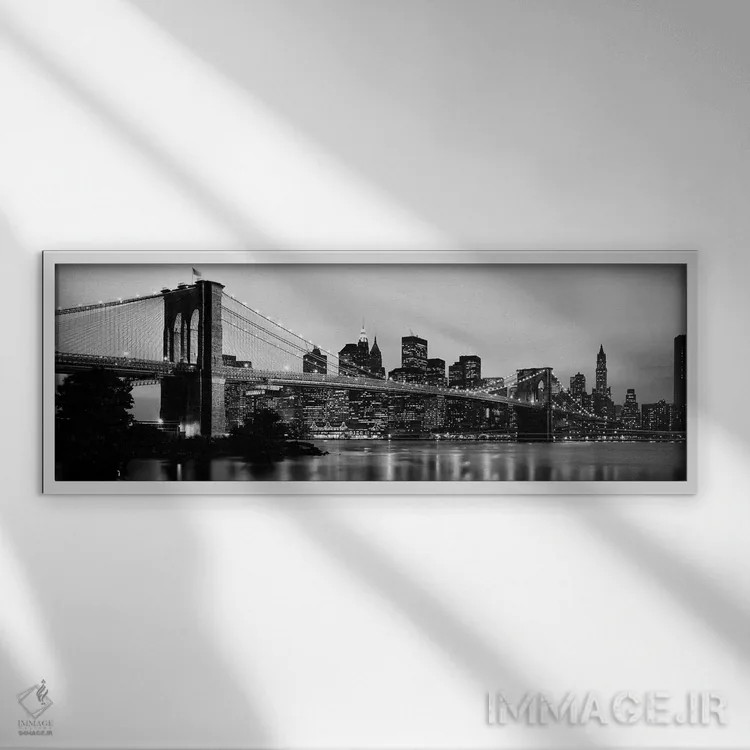 تابلو دکوراتیو Manhattan, New York City, New York State, USA,پل بروکلی… اثر پانورامیک ایمجز - نمای قابدار سفید