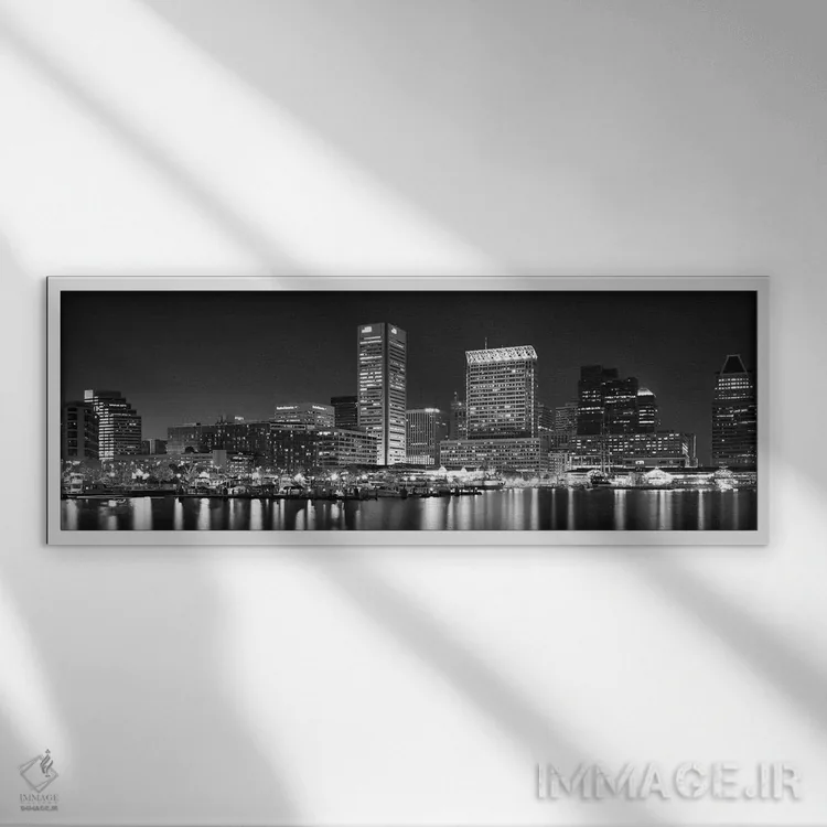 تابلو دکوراتیو Baltimore, Maryland, USA,شهر در کنار آب، بالتیمور، مریل… اثر پانورامیک ایمجز - نمای قابدار سفید