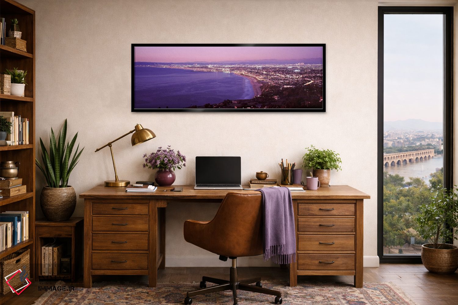 تابلو دکوراتیو California, USA,نمای مرکز شهر لس آنجلس، کالیفرنیا، آمری… اثر پانورامیک ایمجز - D2B