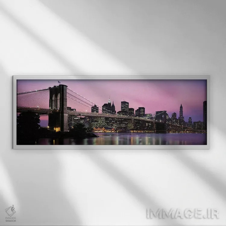 تابلو دکوراتیو Manhattan, New York City, New York State, USA,پل بروکلی… اثر پانورامیک ایمجز - نمای قابدار سفید