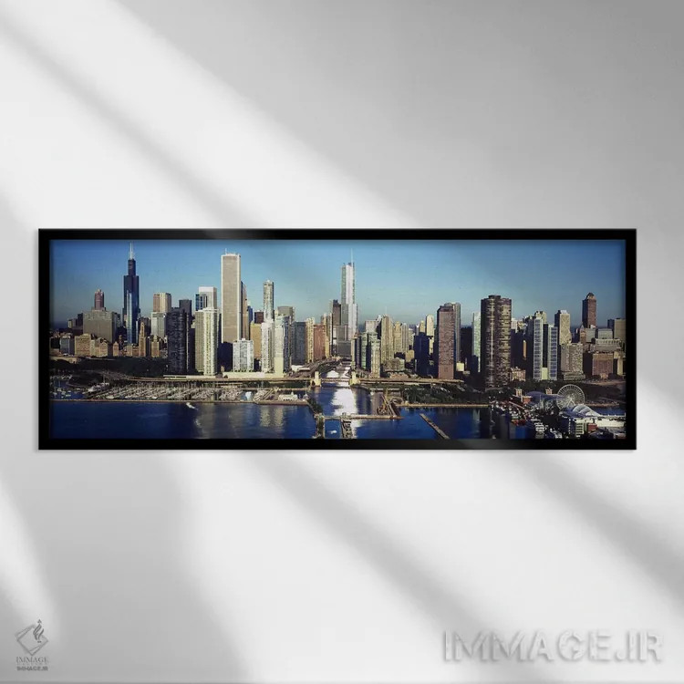 تابلو دکوراتیو Chicago Harbor, Chicago, Cook County, Illinois, USA,آسم… اثر پانورامیک ایمجز - نمای قابدار مشکی