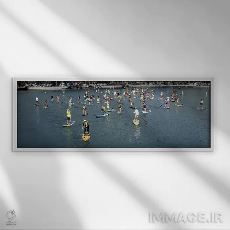 تابلو دکوراتیو Dana Point, Orange County, California, USA,پدل بردسواره… اثر پانورامیک ایمجز - نمای قابدار سفید