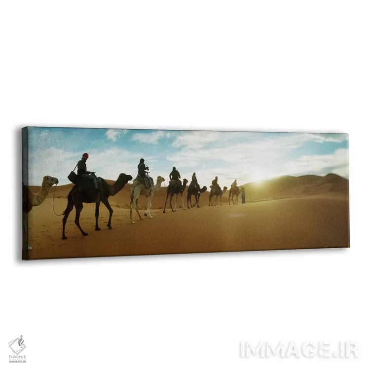 تابلو دکوراتیو Morocco #2,توریست ها سواره بر شتر از میان چشم انداز صحر… اثر پانورامیک ایمجز - نمای پرسپکتیو محصول