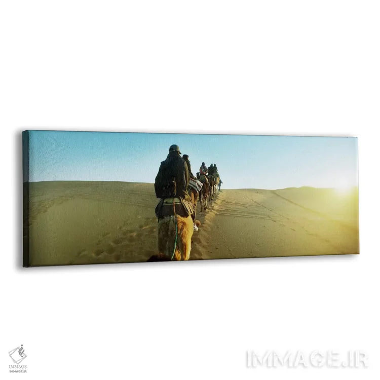تابلو دکوراتیو Sahara Desert, Morocco,ردیفی از افراد سوار بر شتر در صح… اثر پانورامیک ایمجز - نمای پرسپکتیو محصول