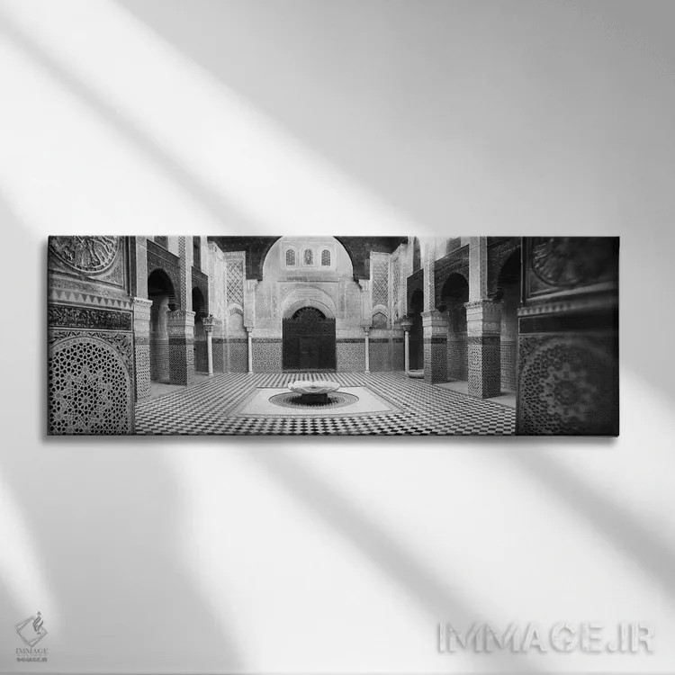 تابلو دکوراتیو Medersa Bou Inania, Fez, Morocco #2,فضای داخلی مدرسه، م… اثر پانورامیک ایمجز - نمای روبهرو روی دیوار