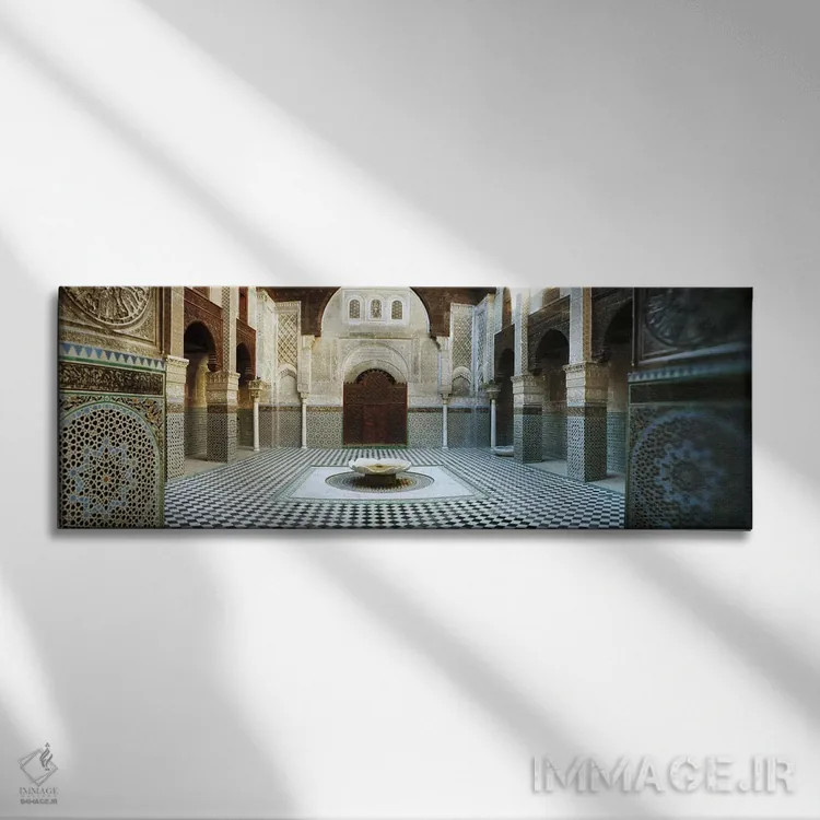 تابلو دکوراتیو Medersa Bou Inania, Fez, Morocco,فضای داخلی مدرسه، مدرس… اثر پانورامیک ایمجز - نمای روبهرو روی دیوار