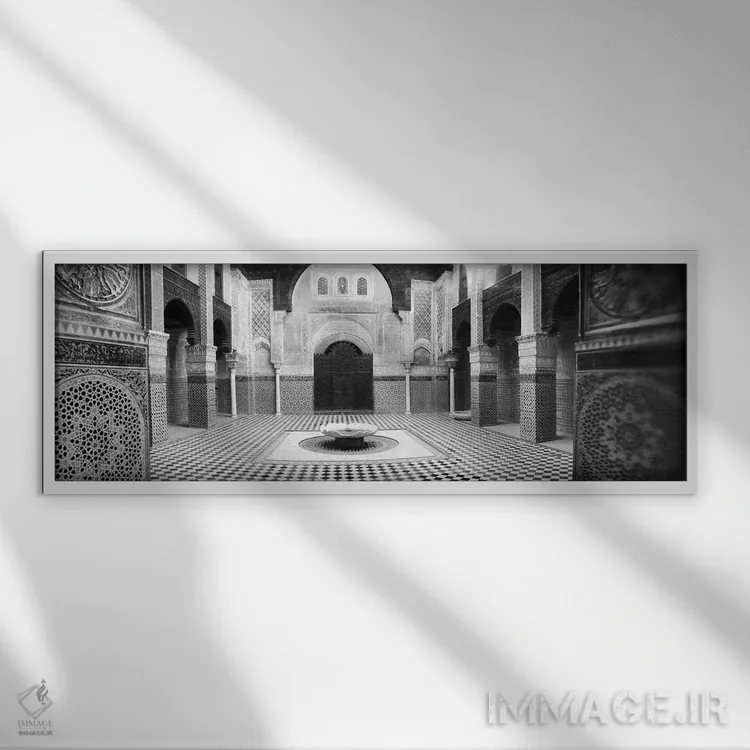 تابلو دکوراتیو Medersa Bou Inania, Fez, Morocco #2,فضای داخلی مدرسه، م… اثر پانورامیک ایمجز - نمای قابدار سفید
