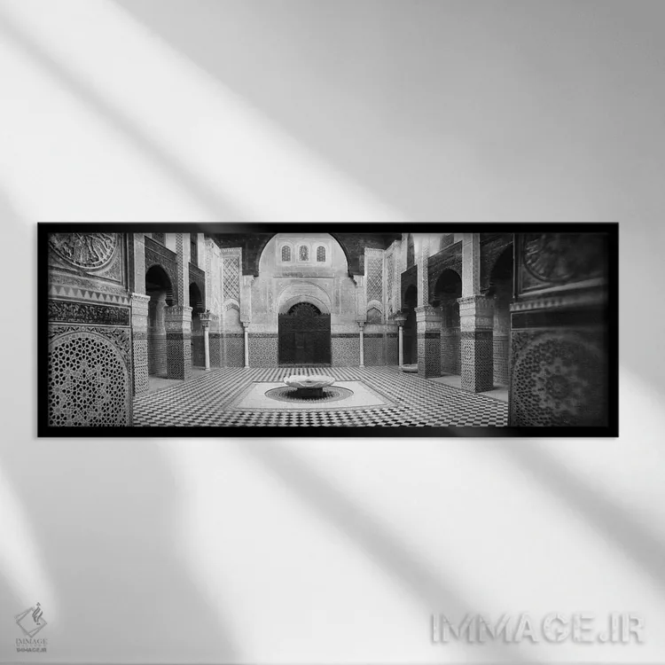 تابلو دکوراتیو Medersa Bou Inania, Fez, Morocco #2,فضای داخلی مدرسه، م… اثر پانورامیک ایمجز - نمای قابدار مشکی