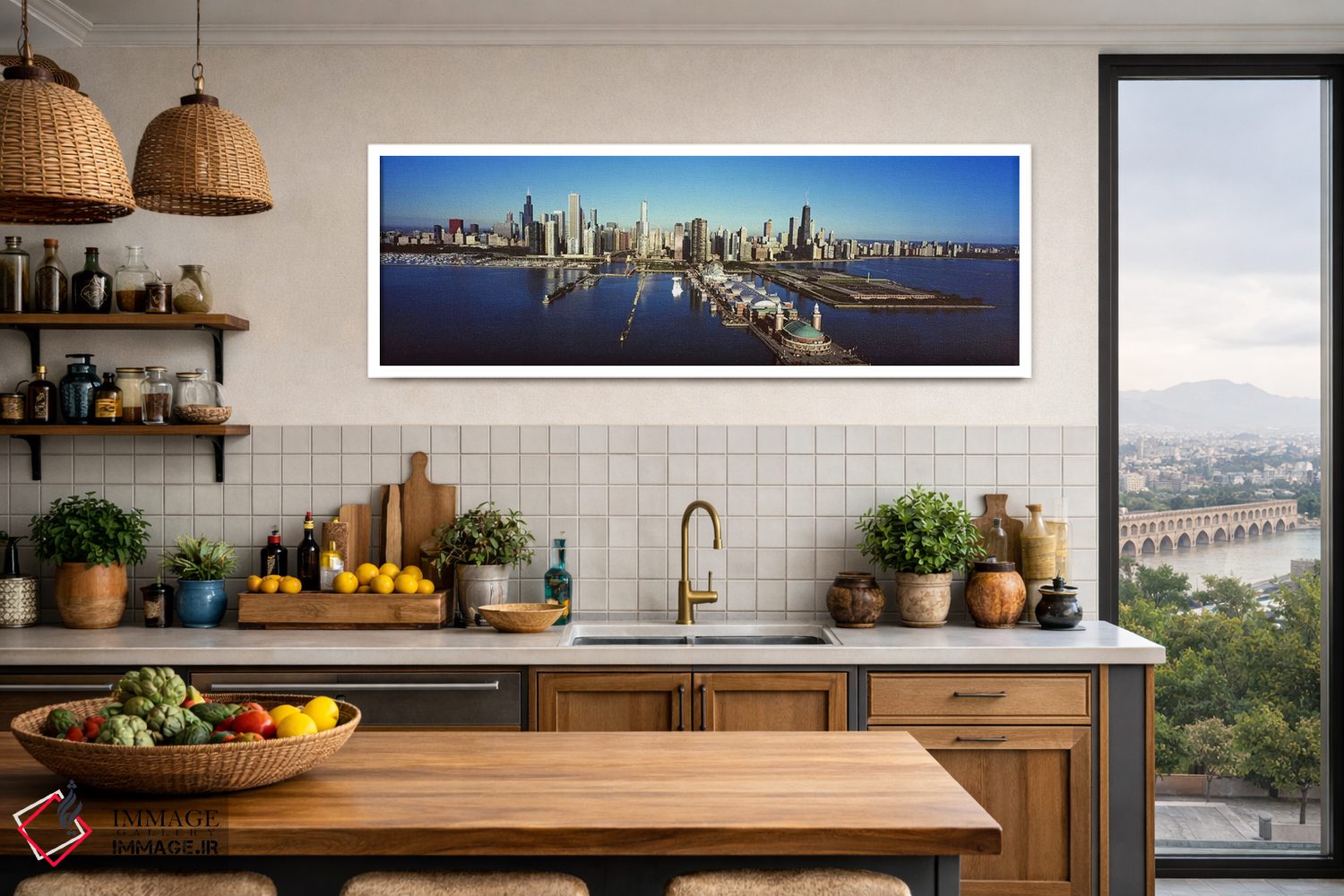 تابلو دکوراتیو Chicago, Cook County, Illinois, USA,نمای زاویه بالا از… اثر پانورامیک ایمجز - D3W