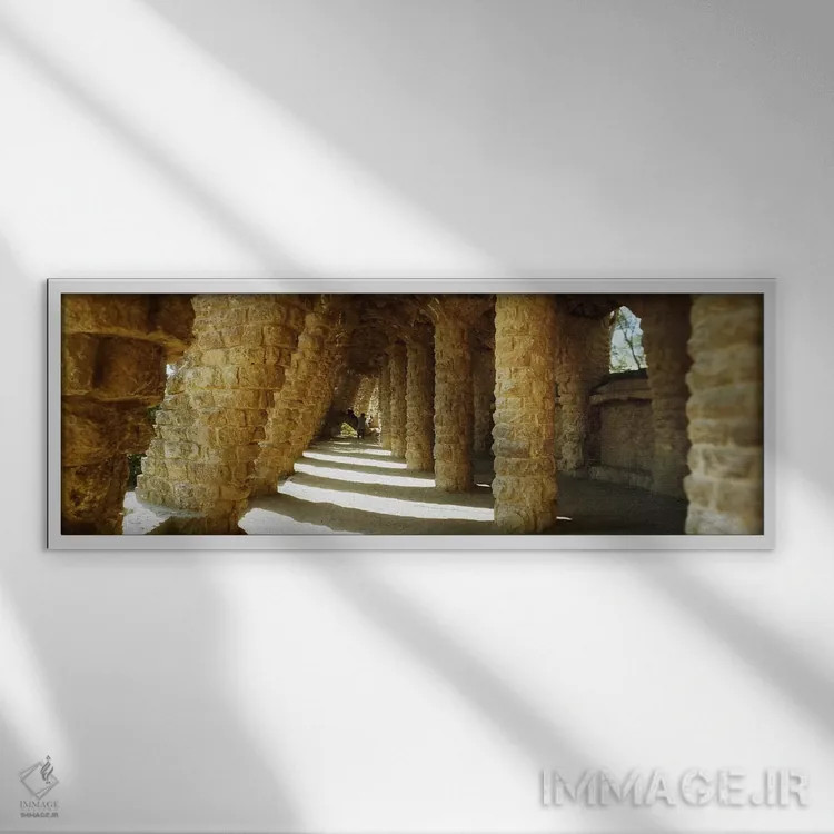 تابلو دکوراتیو Park Guell, Barcelona, Catalonia, Spain,جزئیات معماری ا… اثر پانورامیک ایمجز - نمای قابدار سفید
