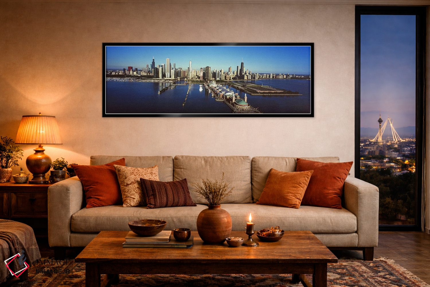 تابلو دکوراتیو Chicago, Cook County, Illinois, USA,نمای زاویه بالا از… اثر پانورامیک ایمجز - D5B