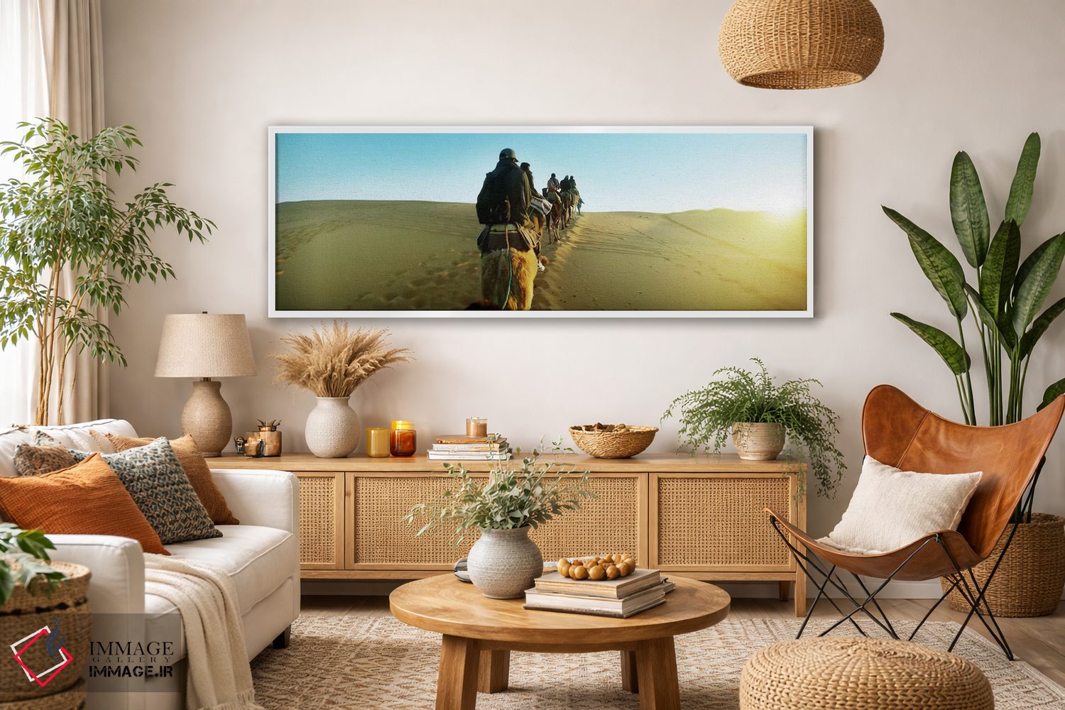 تابلو دکوراتیو Sahara Desert, Morocco,ردیفی از افراد سوار بر شتر در صح… اثر پانورامیک ایمجز - D2W