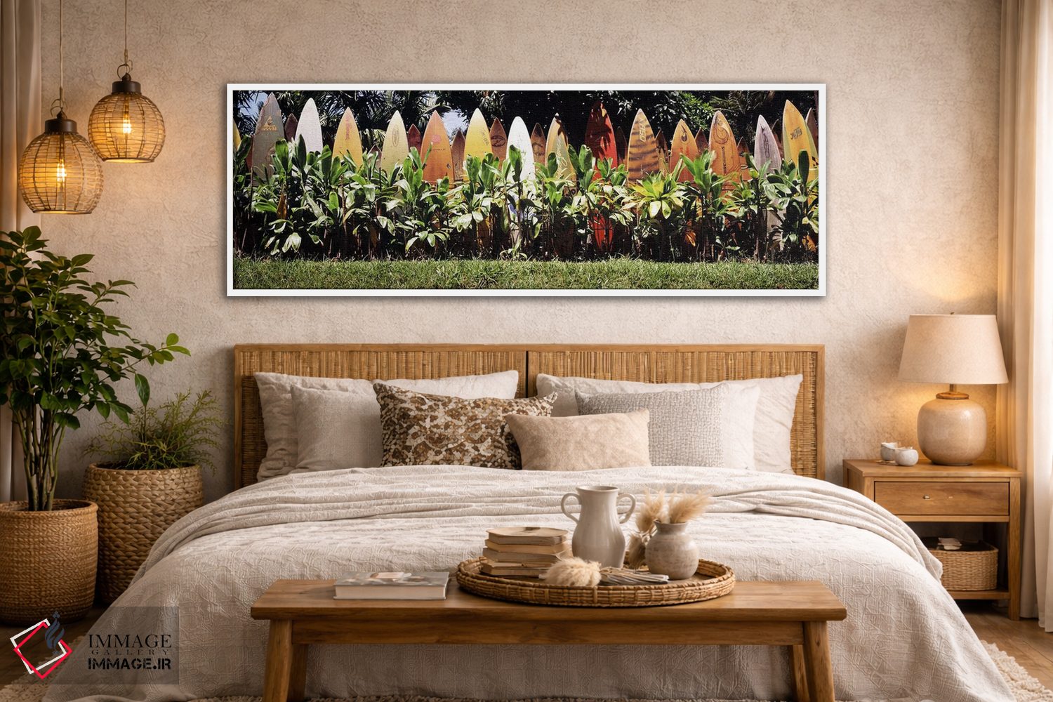 تابلو دکوراتیو Maui, Hawaii, USA,حصار تخته موج سواری در باغ، مائوئی، ه… اثر پانورامیک ایمجز - D4W