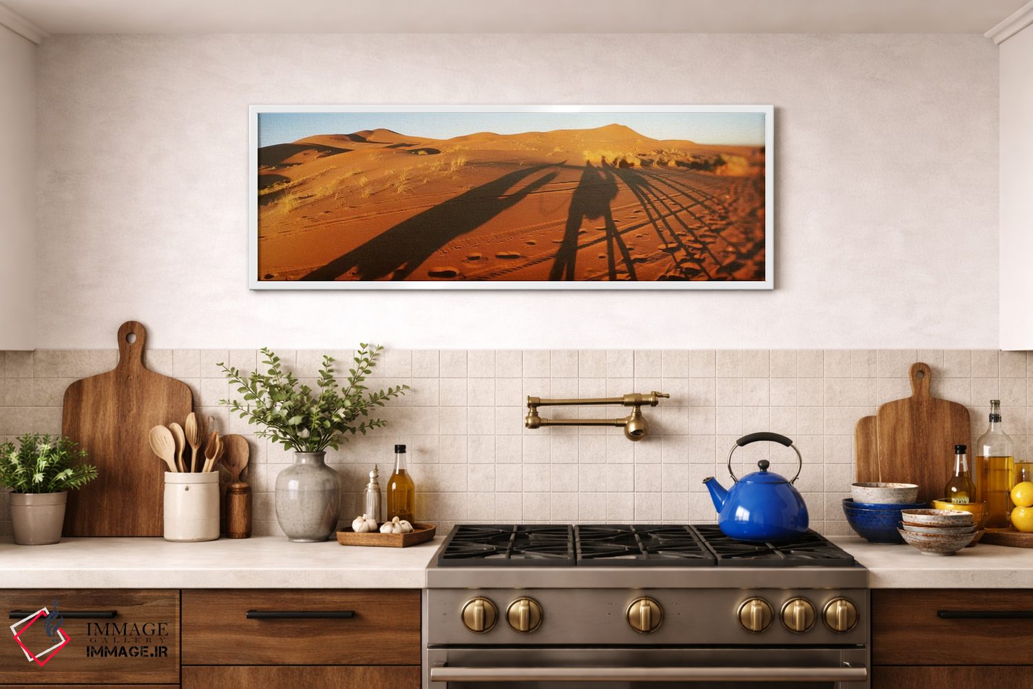 تابلو دکوراتیو Sahara Desert, Morocco,سایه شترسواران در صحرا هنگام غرو… اثر پانورامیک ایمجز - D1W