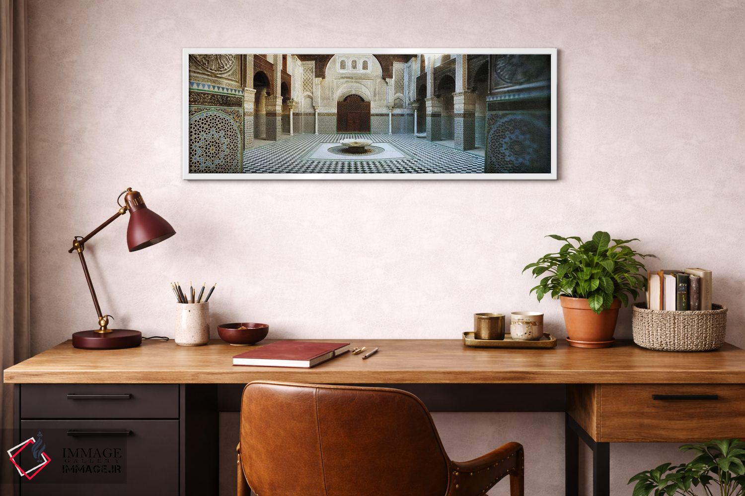 تابلو دکوراتیو Medersa Bou Inania, Fez, Morocco,فضای داخلی مدرسه، مدرس… اثر پانورامیک ایمجز - D3W