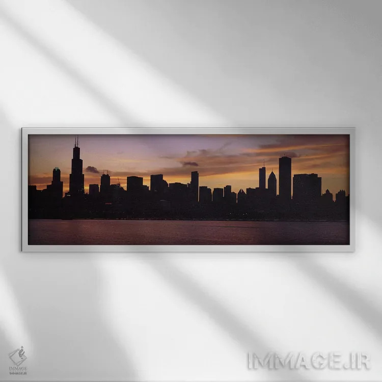 تابلو دکوراتیو Lake Michigan, Chicago, Illinois, USA 2011 #2,ساختمان ه… اثر پانورامیک ایمجز - نمای قابدار سفید